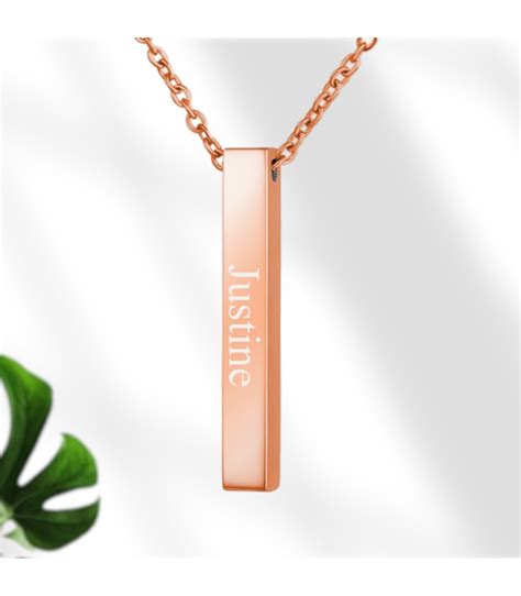 Collier Avec Un Barre De Couleur Rose Personnalis Avec Un Pr Nom