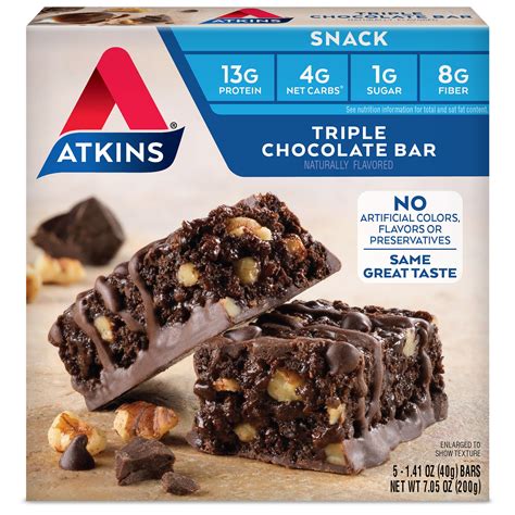 Atkins Snack Bar Triple Chocolate Keto Friendly 5 Count