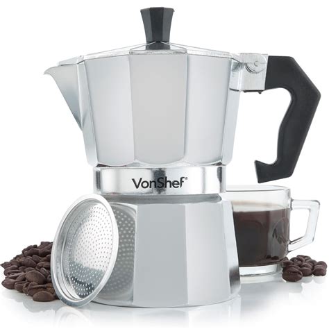 VonShef 3 Cup Italian Espresso Coffee Maker Stove Top Macchinetta