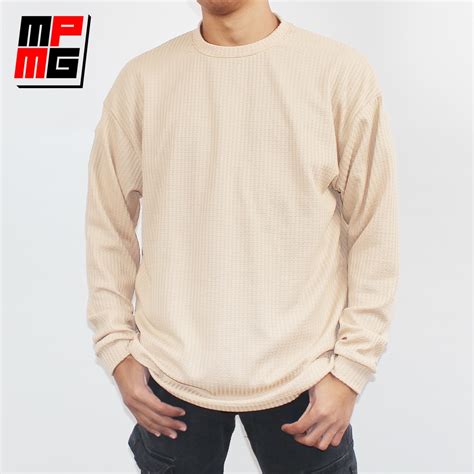 Mpmg Pullover Long Sleeve Shirt Waffle Knit Tee Shopee Philippines