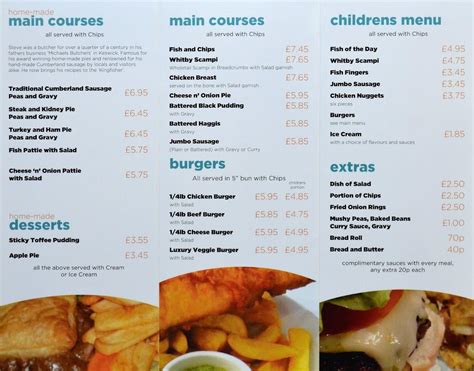 Menu at The Kingfisher fast food, Keswick