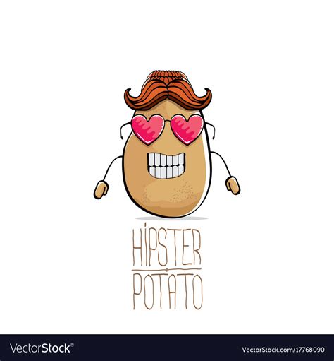 Funny Cartoon Cute Brown Hipster Potato Royalty Free Vector