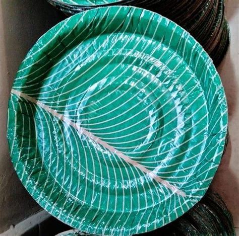 100 Percent Recycled Green Rounded Plain Disposable Paper Plate For