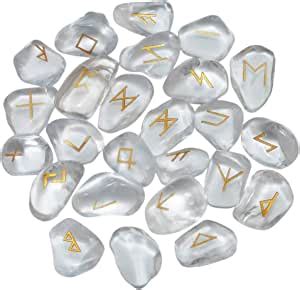 Mookaitedecor Natural Clear Quartz Runes Stones Set Of Viking Norse