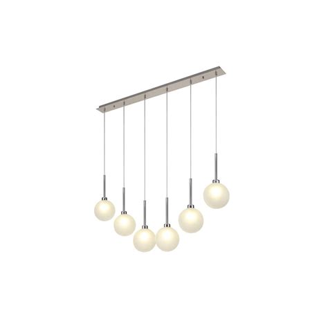 Fabula Tamworth 6 Light Linear Pendant Round Shades With Inner Frosted Globes Polished