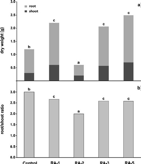 Biomass Production A And Rootshoot Ratios B In Control And