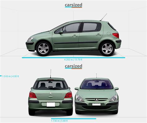 Peugeot 307 2001-2005 Dimensions Side View