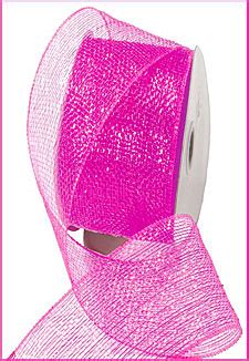 Deco Poly Mesh Ribbon Metallic Pink Inch Wide