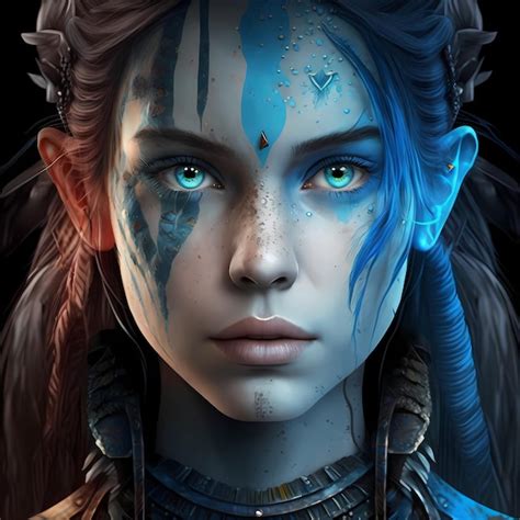 Premium AI Image | Avatar blue 3D girl