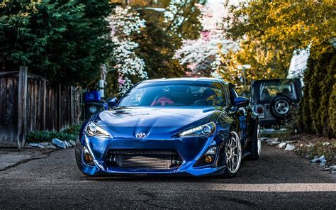 Wallpaper Toyota Blue Car Front View Trees Road 3840x2160 Uhd 4k