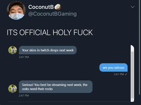 Finally CoconutB Gets His Rock Skin Put In For Twitch Drops This