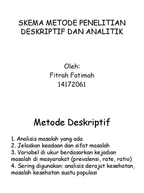 PDF Skema Metode Penelitian Deskriptif Dan Analitik DOKUMEN TIPS