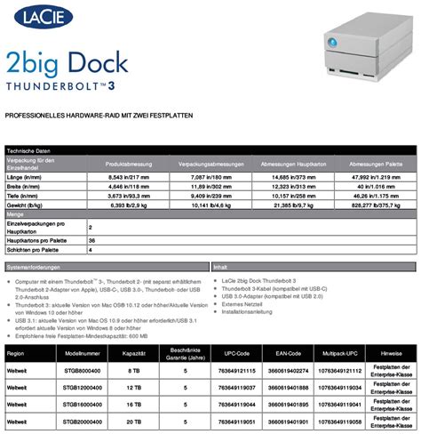 Lacie Big Dock Thunderbolt Bay Raid Speicherl Sung Bis Tb