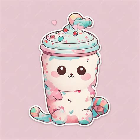 Premium Ai Image Boba Sticker Boba Adorable Lovely Excited Cute Happy