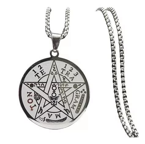 Collar Dije Pentagrama Tetragramaton Protecci N Acero Plata