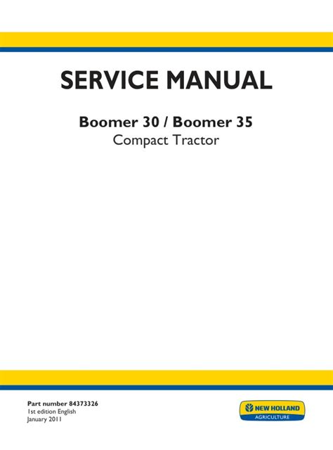 Service Manual New Holland Boomer Compact Tractor