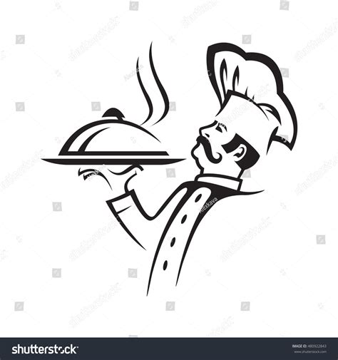 Chef Image Tray Food Hand Stock Vector Royalty Free 480922843