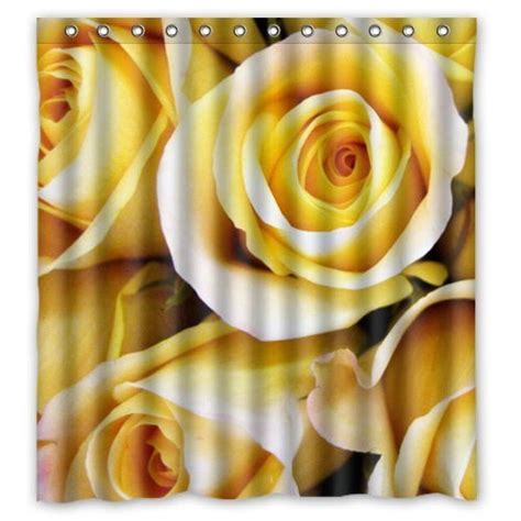 Mohome Yellow Rose Shower Curtain Waterproof Polyester Fabric Shower