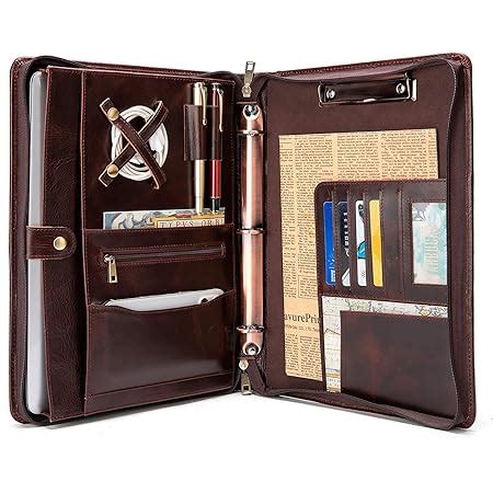 Amazon Yiwen Handmade Genuine Leather Portfolio Zippered