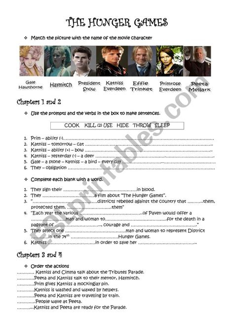 The Hunger Games Movie Worksheet Esl Worksheet By Verouicich