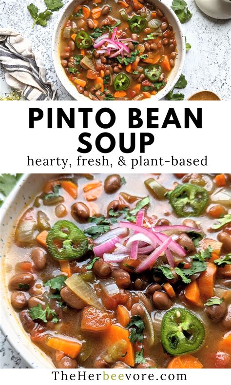 Pinto Bean Soup Recipe Vegan Vegetarian The Herbeevore