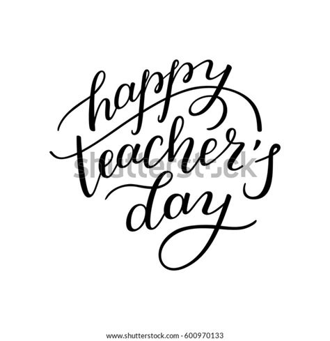 Happy Teachers Day Hand Lettering Isolated Stock Vektorgrafik