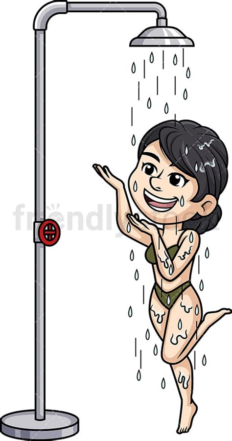 Girl Taking A Shower Clipart