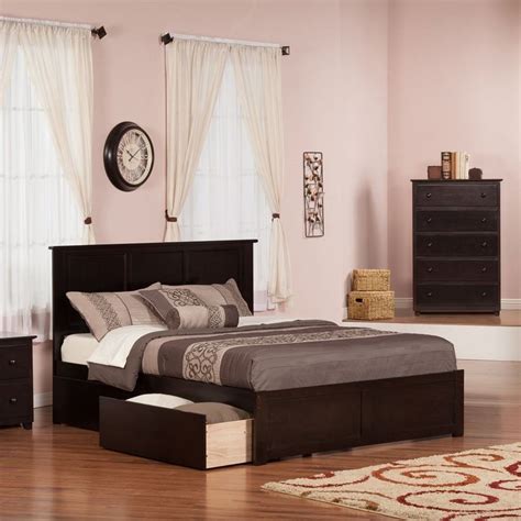 Atlantic Furniture Madison Espresso Queen Platform Bed With Storage At