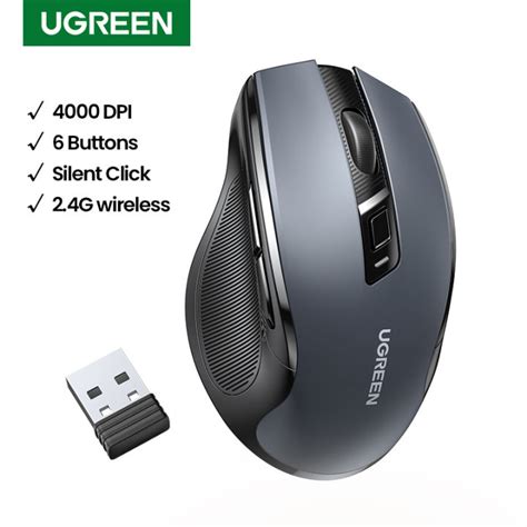 Ugreen Wireless Mouse Adjustable Dpi Buttons Mouse With Usb