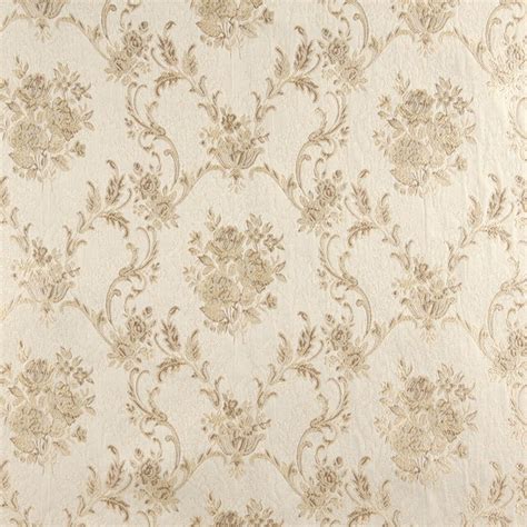 Ivory Large Scale Floral Brocade Upholstery Fabric By The Yard