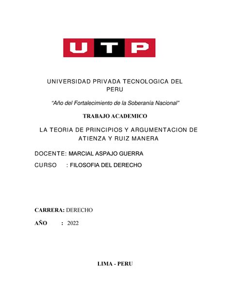 Trabajo Academico Filo Sofia DEL Derecho U N I V ERSI DA D PRI V A