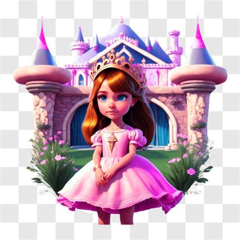 Download Adorable Cartoon Princess In Pink Dress Pngs Online Creative