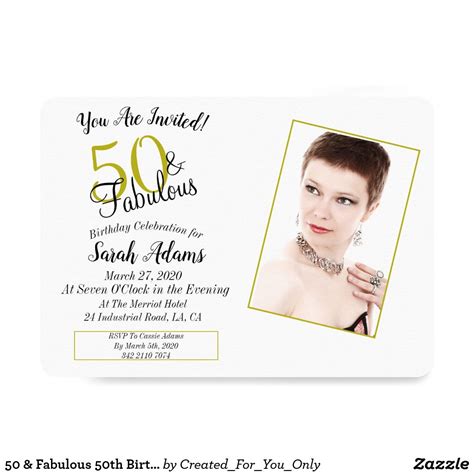 50 And Fabulous 50th Birthday Party Photo Invitation Gold Invitations