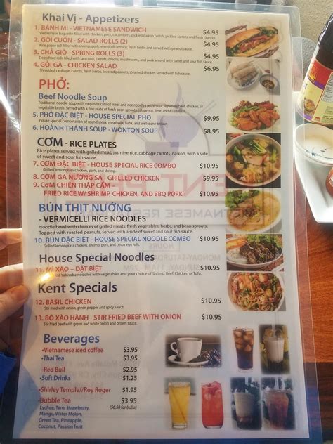 Menu At Kent Phó Vietnamese Restaurant Oregon City