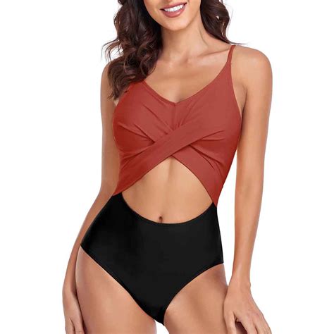 Tponi Sexy Swimsuit For Women One Piece Elastic Red Clear Strap Bikini