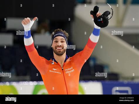 Kjeld Nuis (NED) gold medallist on 1500 meter men during ISU European Speedskating Championships ...