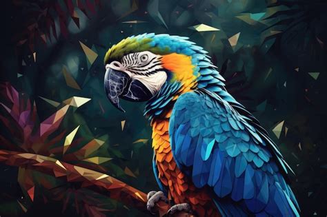 Premium Ai Image Colorful Tropical Parrot Perched On Vibrant Branches