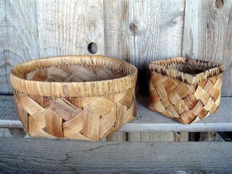 Swedish Handwoven Large And Small Birch Bark Bowl Nordic Etsy Birch