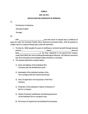 Fillable Online Himachalforms Nic Form A See Rule Application For