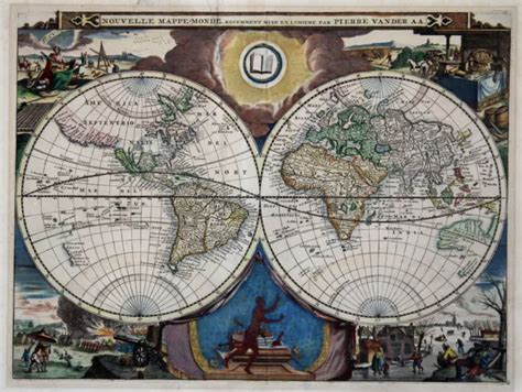 Cartina Del Mondo Originale Incisione Cartina Geografica Van Il Aa