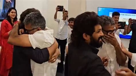 Allu Arjun Cries And Hugs Pushpa Director Sukumar As He Becomes First