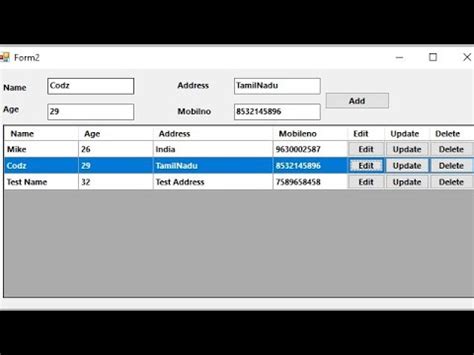 How To Update Data Using DataGridView In C Add Button IN