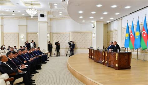 Azerbaijani Kazakh Presidents Make Press Statements [update]