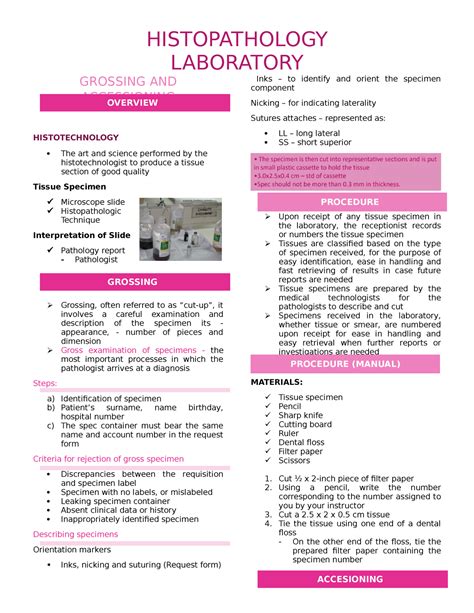 Trans Midterm Histopathologic Techniques Laboratory Grossing And