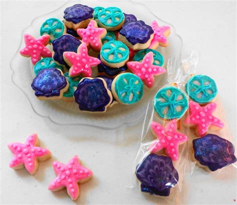 Seashells Aqua Coral Cookie Charms Seashell Cookies Etsy