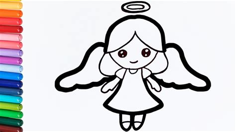 Easy Angel Drawing Painting Coloring For Kids And Toddlers How To