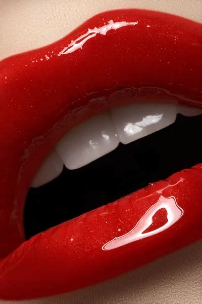 Glamour Macro Shoot With Sexy Woman S Lips With A Sweet Bonbon