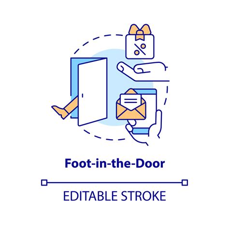Consumers encouragement tactic concept icon. Foot in door