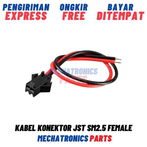 Jual Kabel Konektor JST SM2 5 Female 2Pin Soket Terminal Connector