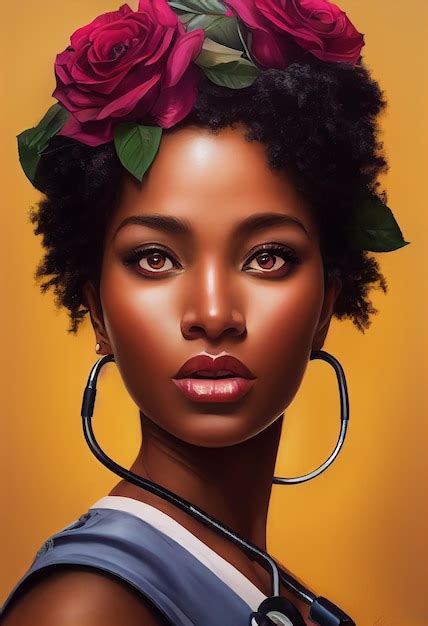 Premium Photo Black Woman Portrait In Digital Painting Style